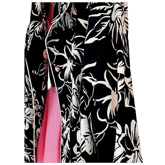 Black White Tropical Print Cotton Shirt Jacket| 14P | Nygard - Picture 8 of 13